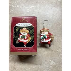 Vintage Hallmark Ornament 1999 Feliz‎ Navidad Santa Claus With box